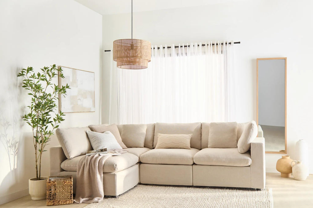 Wood & Rattan Ceiling Lamp