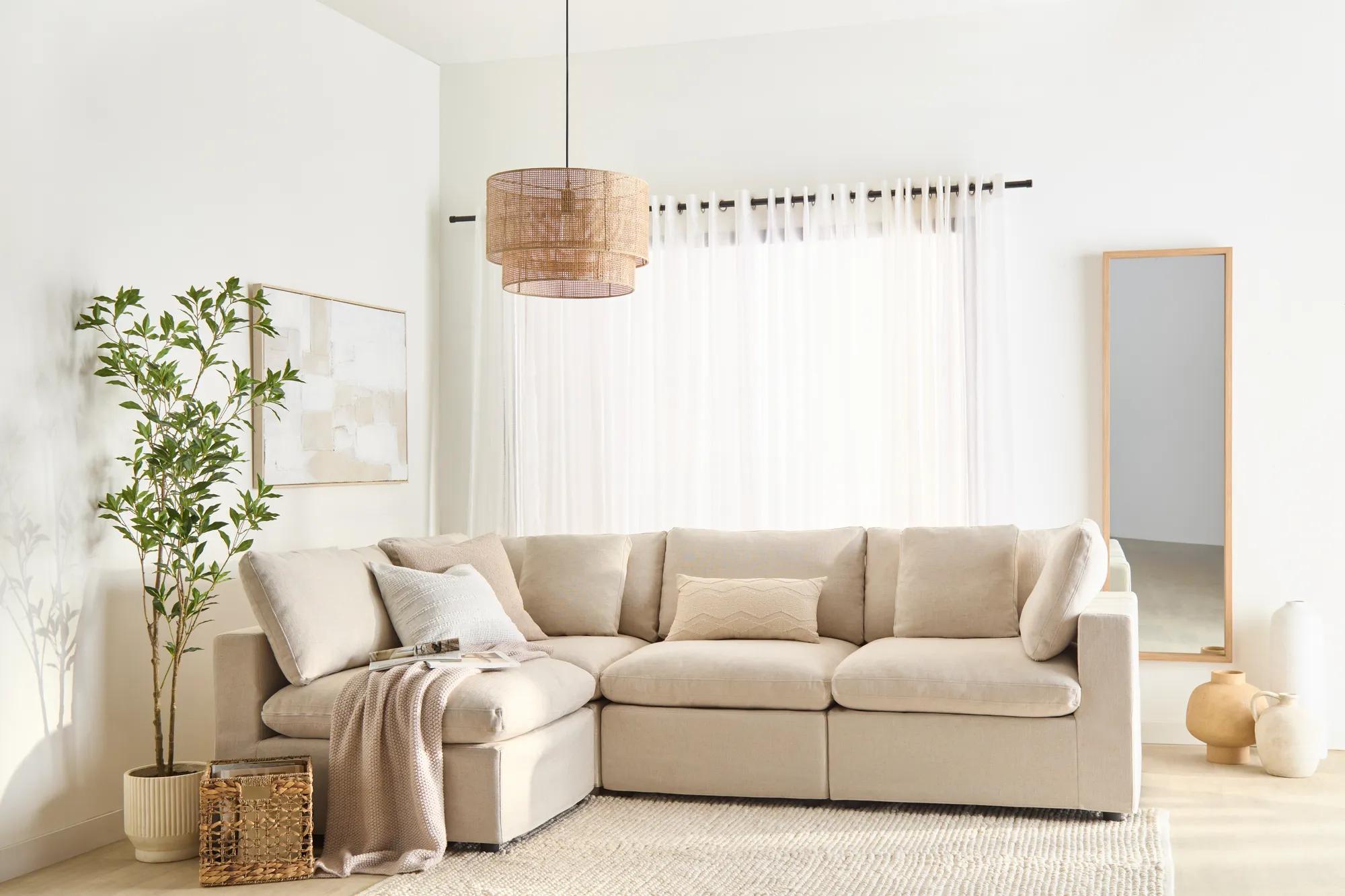 Wood & Rattan Ceiling Lamp