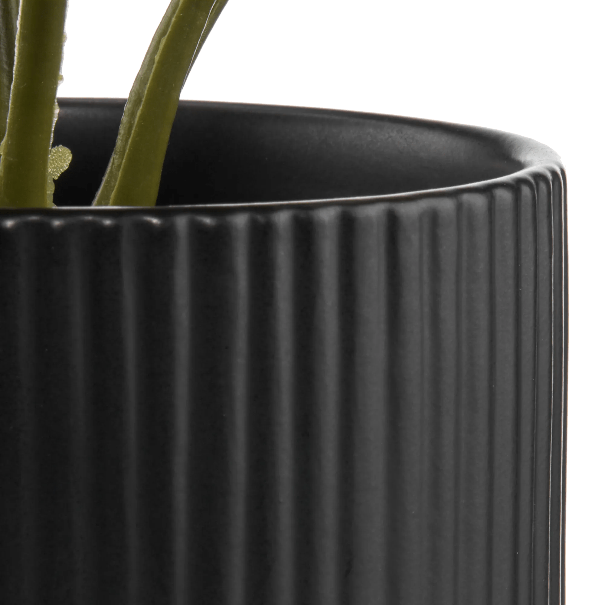 Artificial Plant in Striped Ceramic Pot
