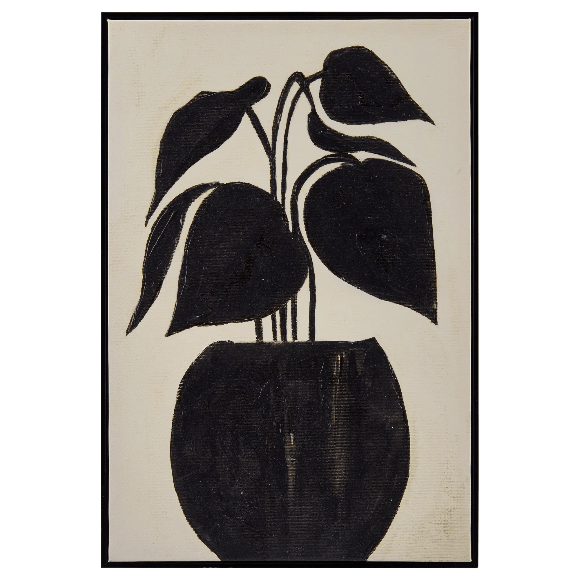 Black Leaf in a Vase Framed Art