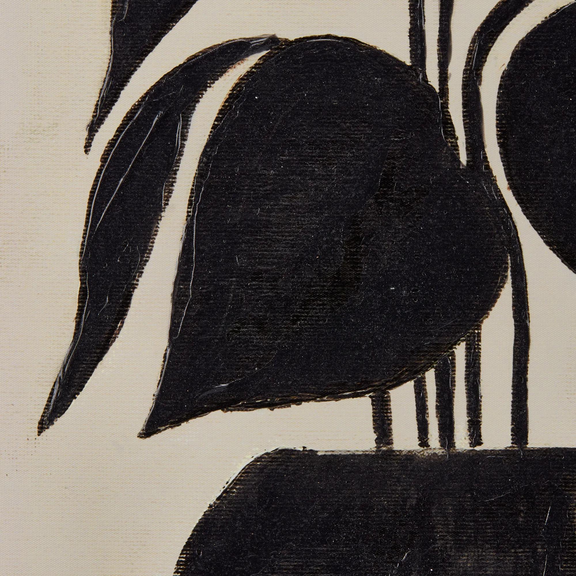 Black Leaf in a Vase Framed Art