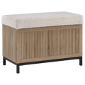 Fabric and Wood Ottoman with Storage