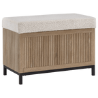 Fabric and Wood Ottoman with Storage