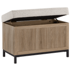 Fabric and Wood Ottoman with Storage