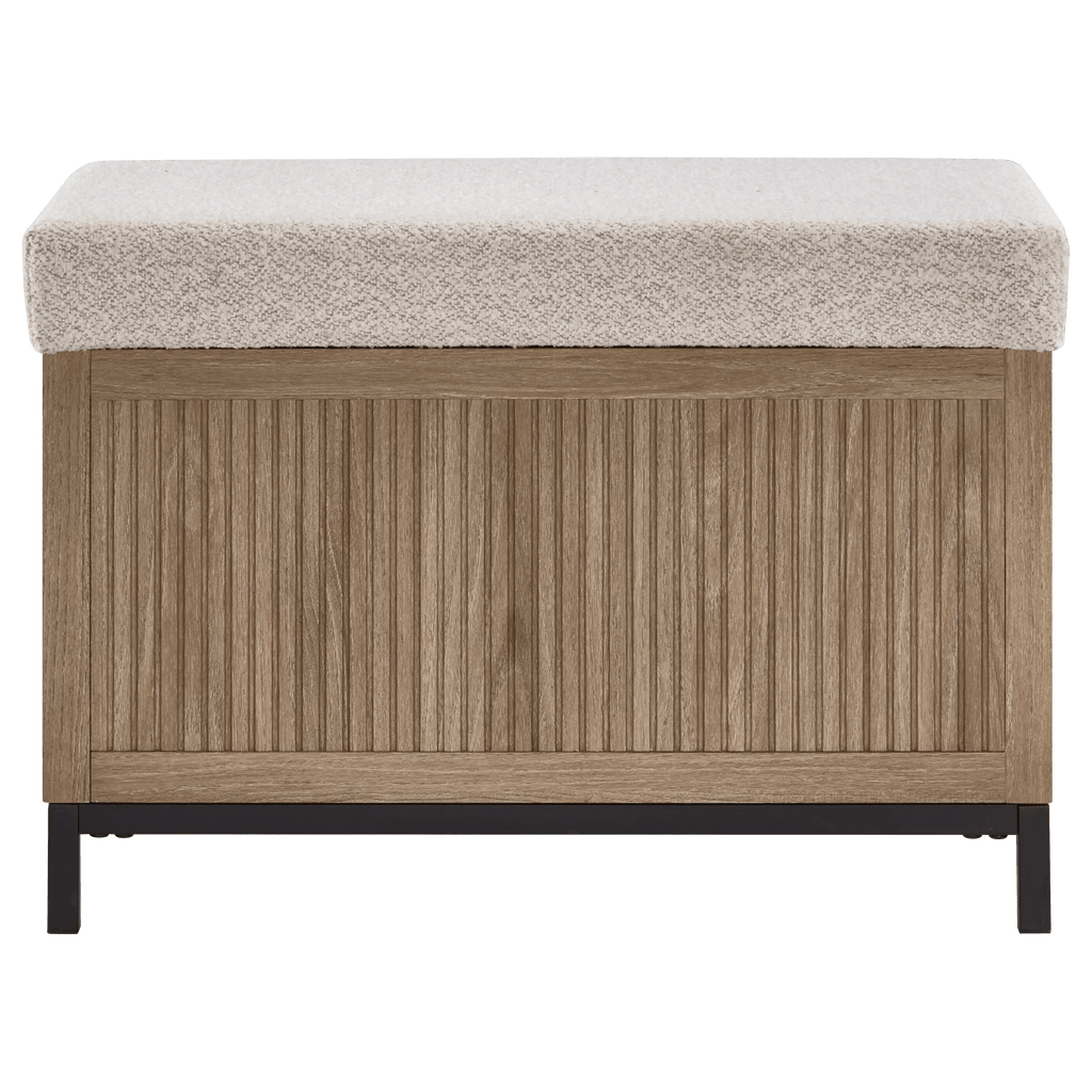 Fabric and Wood Ottoman with Storage