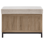 Fabric and Wood Ottoman with Storage
