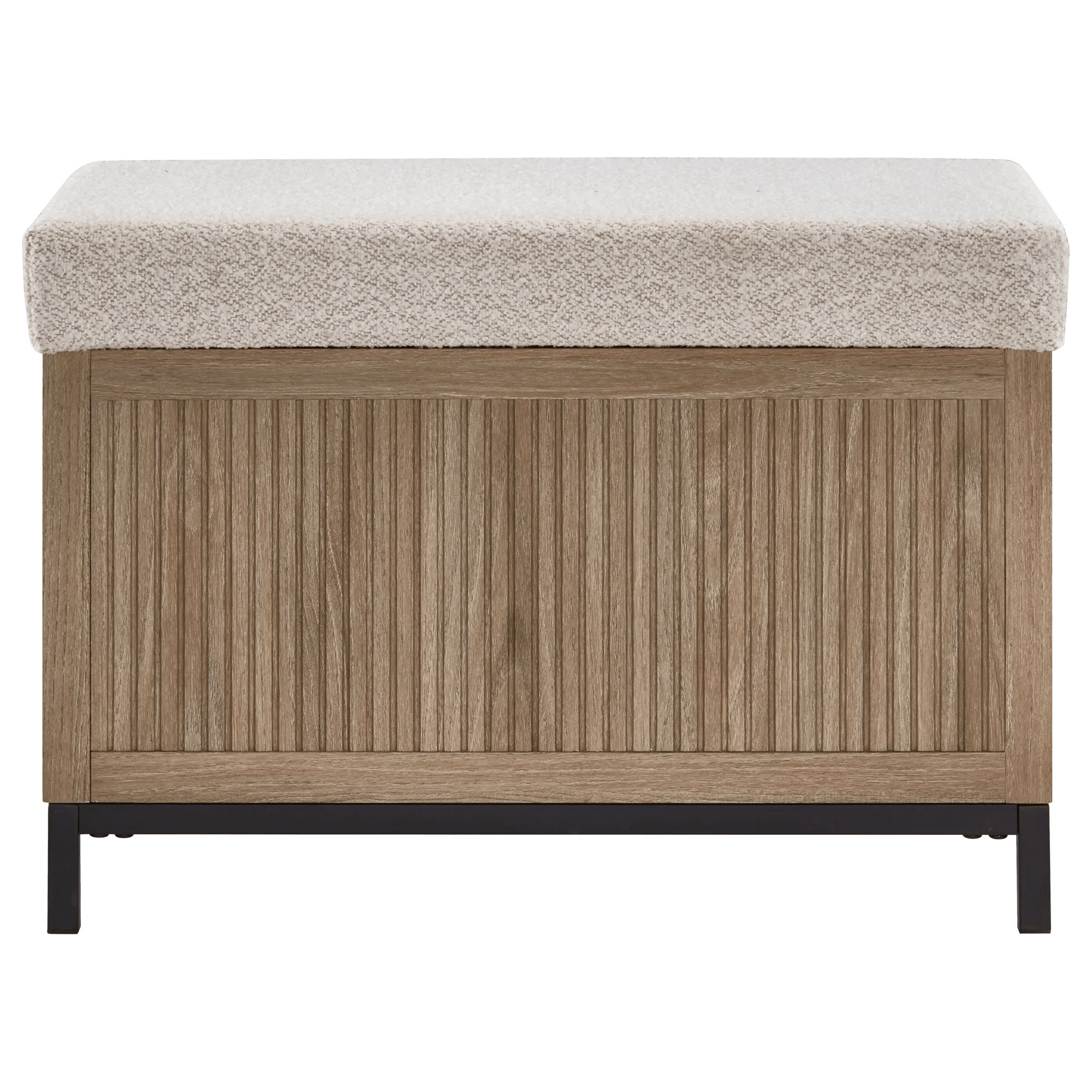 Fabric and Wood Ottoman with Storage