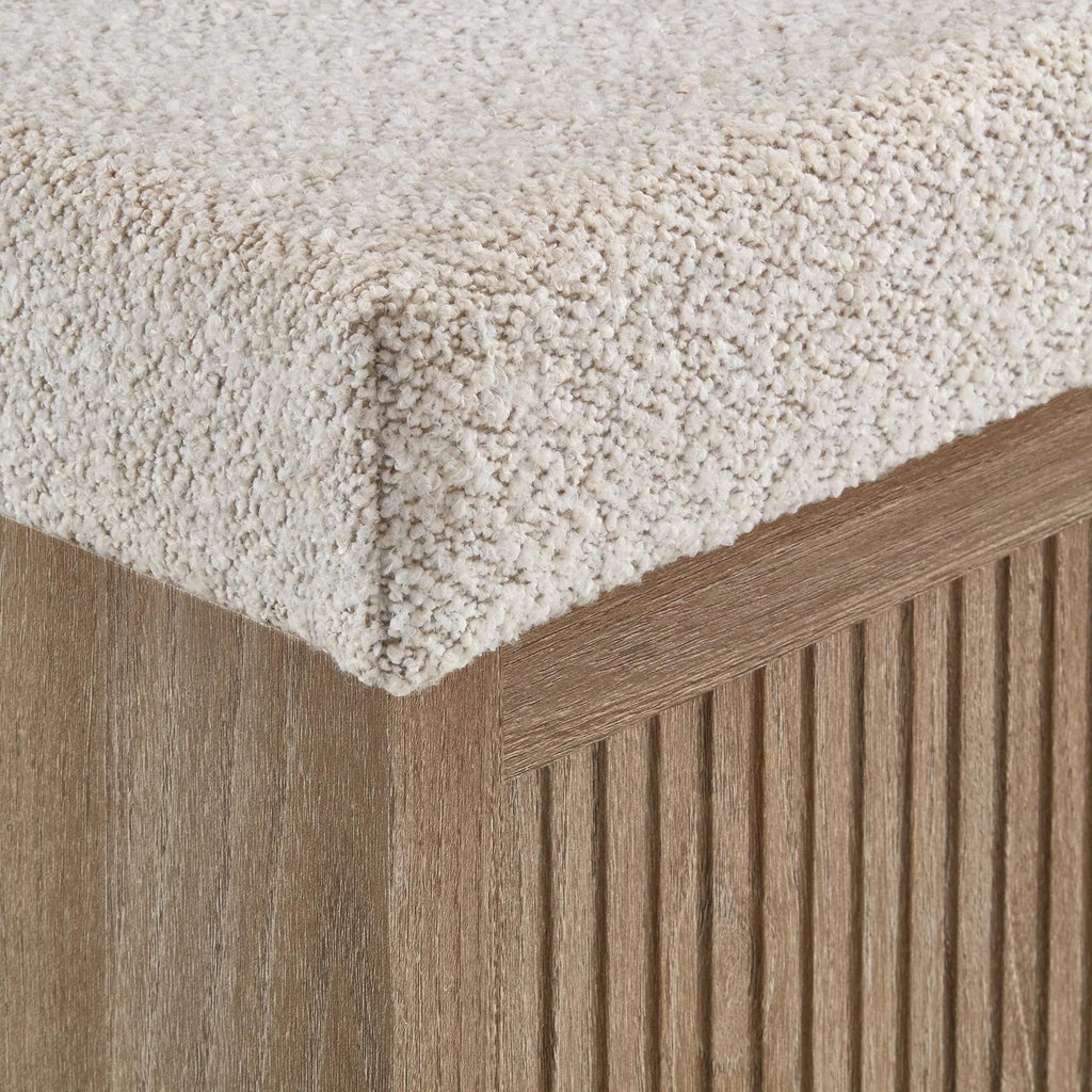 Fabric and Wood Ottoman with Storage