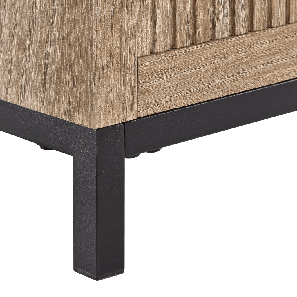 Fabric and Wood Ottoman with Storage