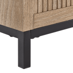 Fabric and Wood Ottoman with Storage