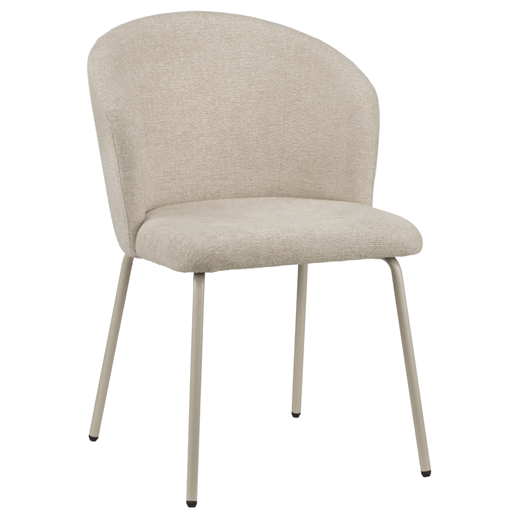 Beige Fabric and Metal Dining Chair
