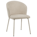 Beige Fabric and Metal Dining Chair