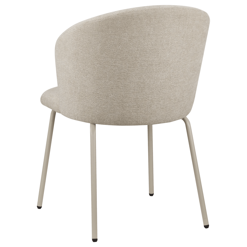 Beige Fabric and Metal Dining Chair