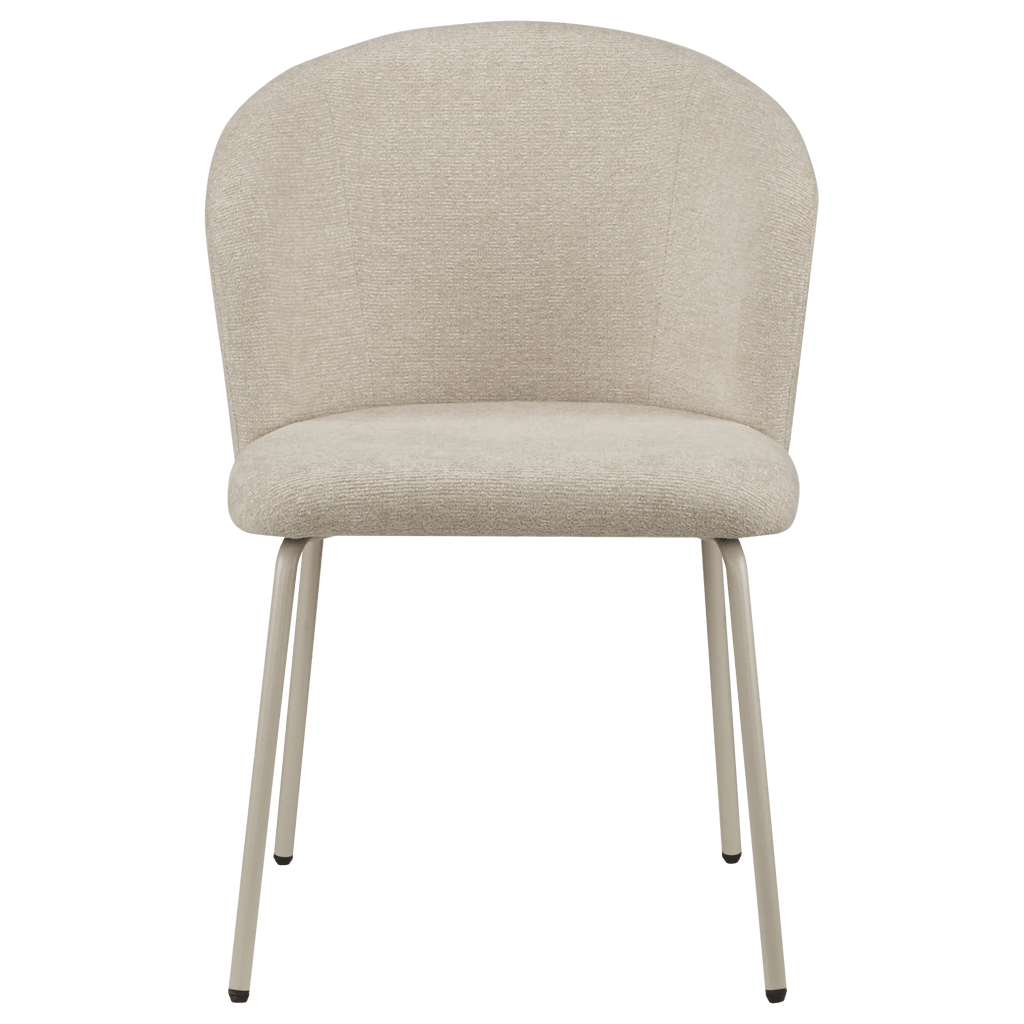 Beige Fabric and Metal Dining Chair