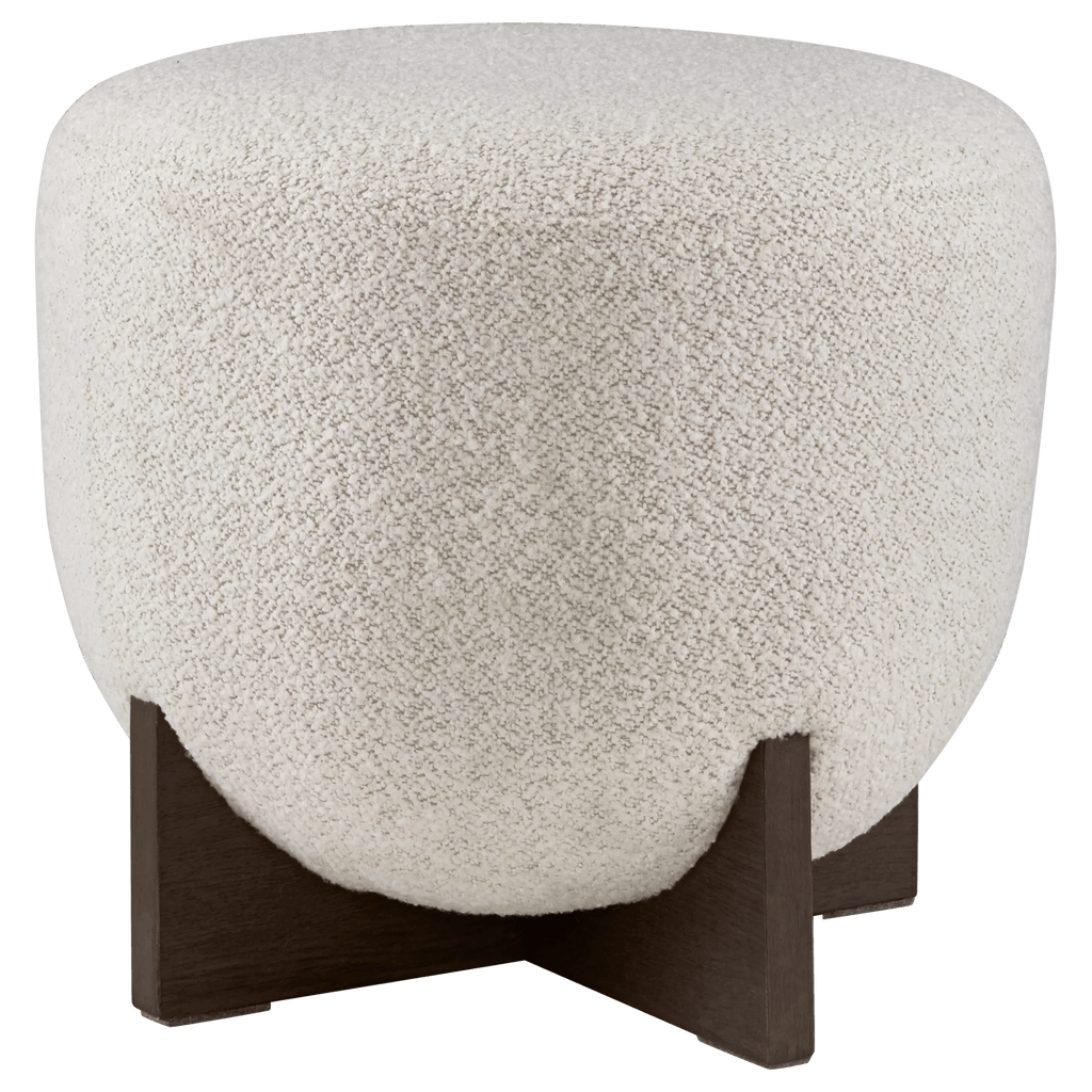 Fabric and Wood Ottoman