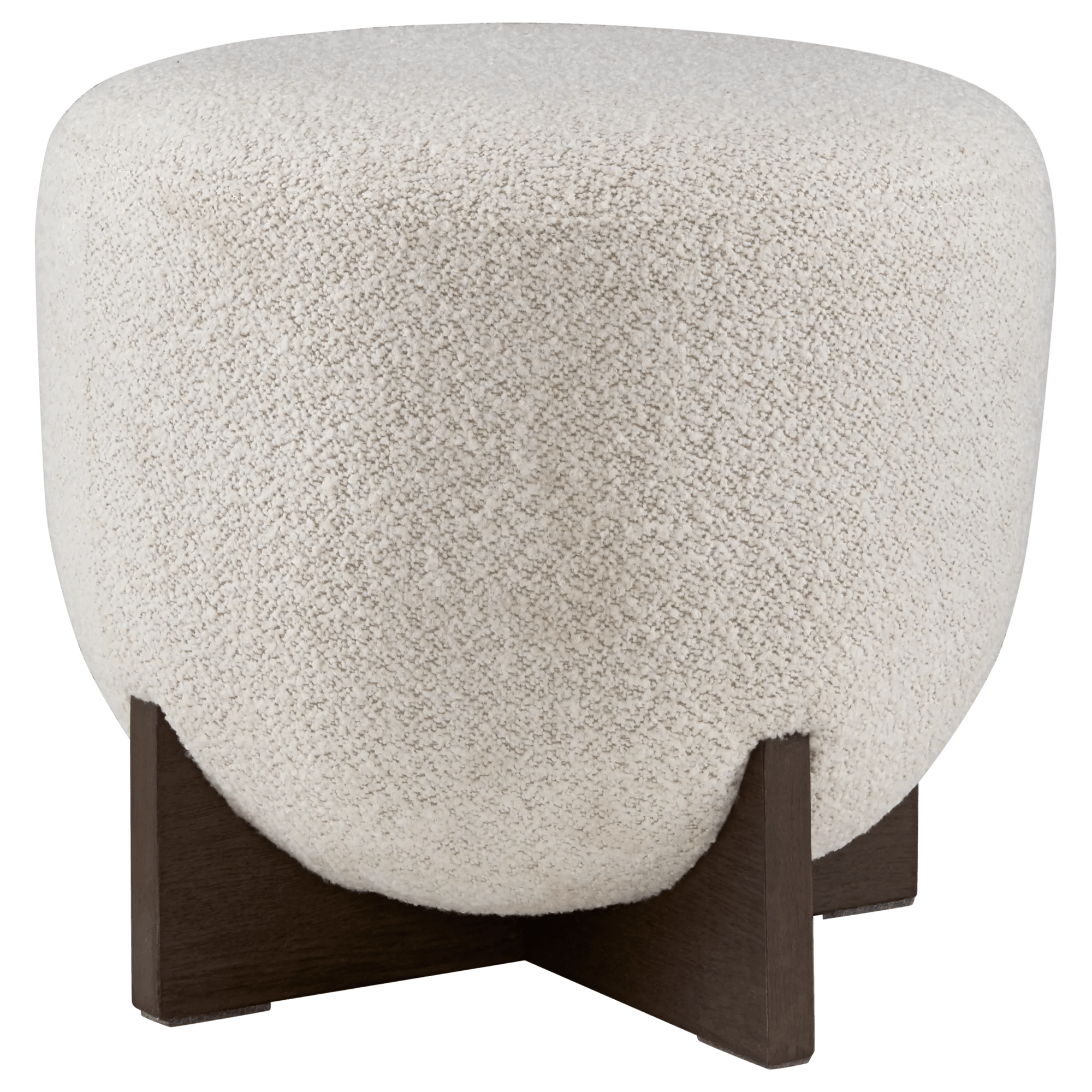 Fabric and Wood Ottoman