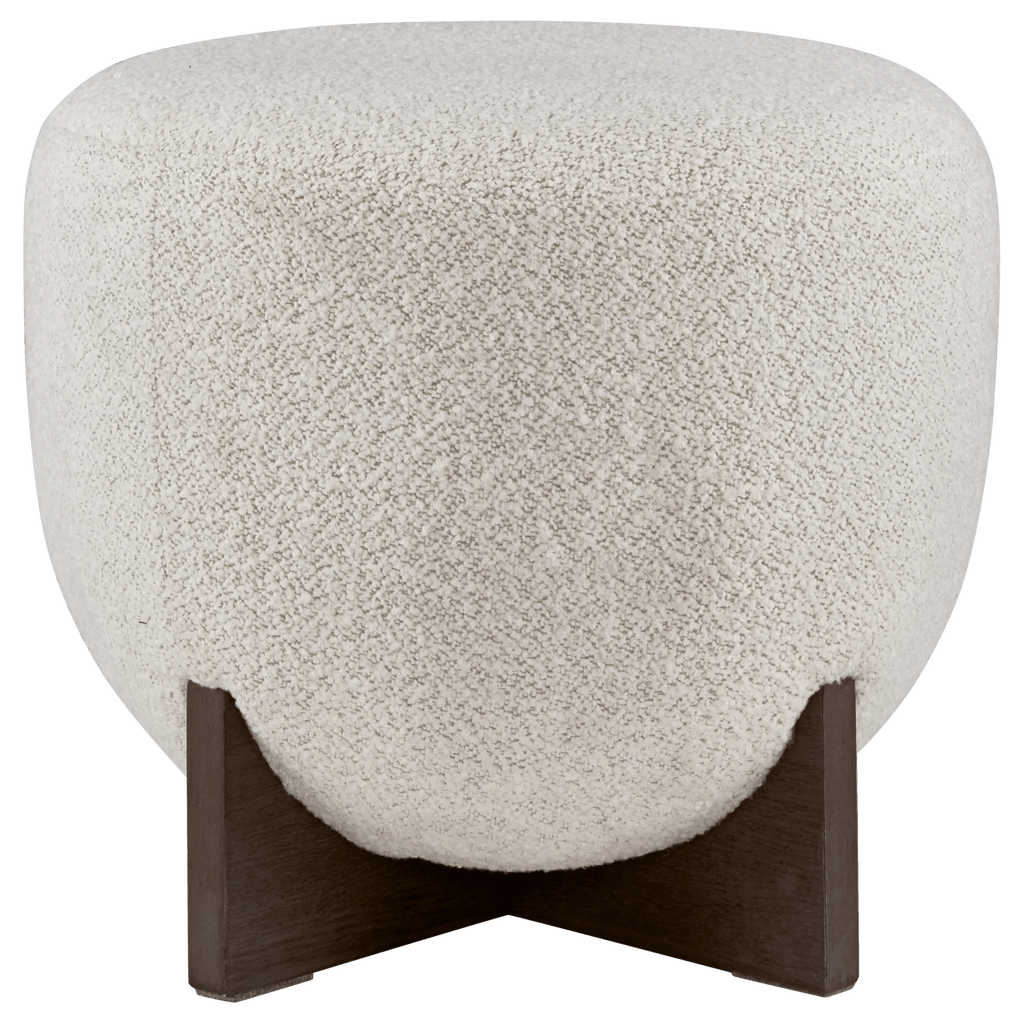 Fabric and Wood Ottoman