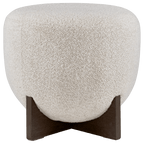 Fabric and Wood Ottoman