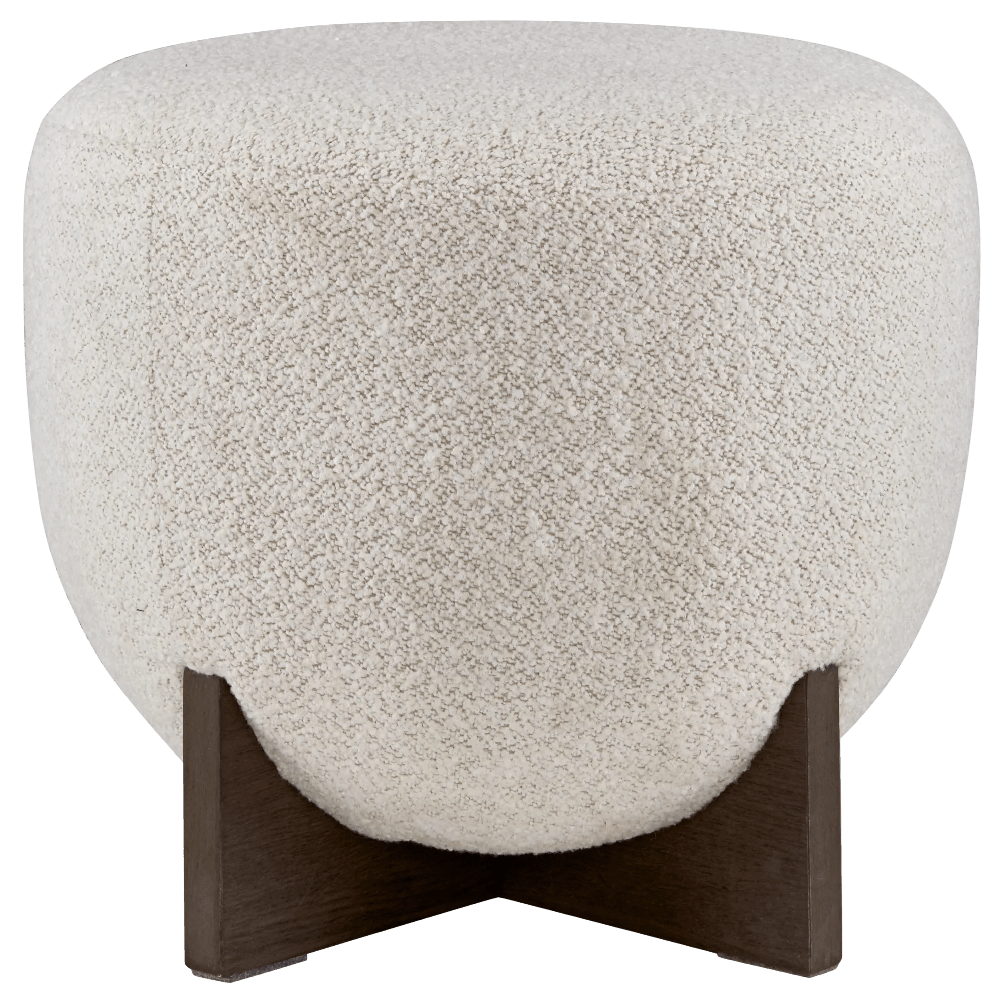 Fabric and Wood Ottoman