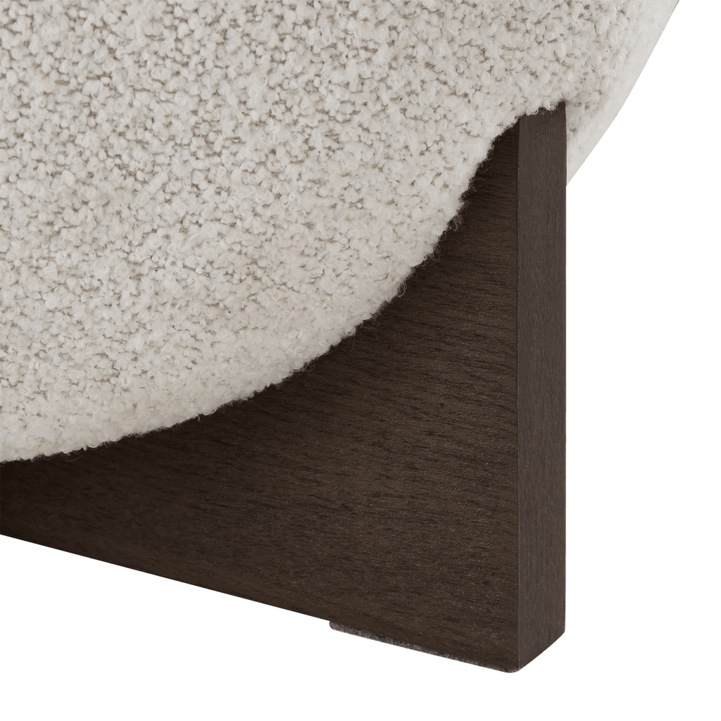 Fabric and Wood Ottoman