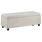 Fabric and Black Wood Bench