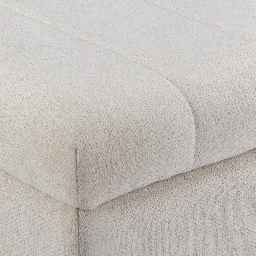 Fabric and Black Wood Bench