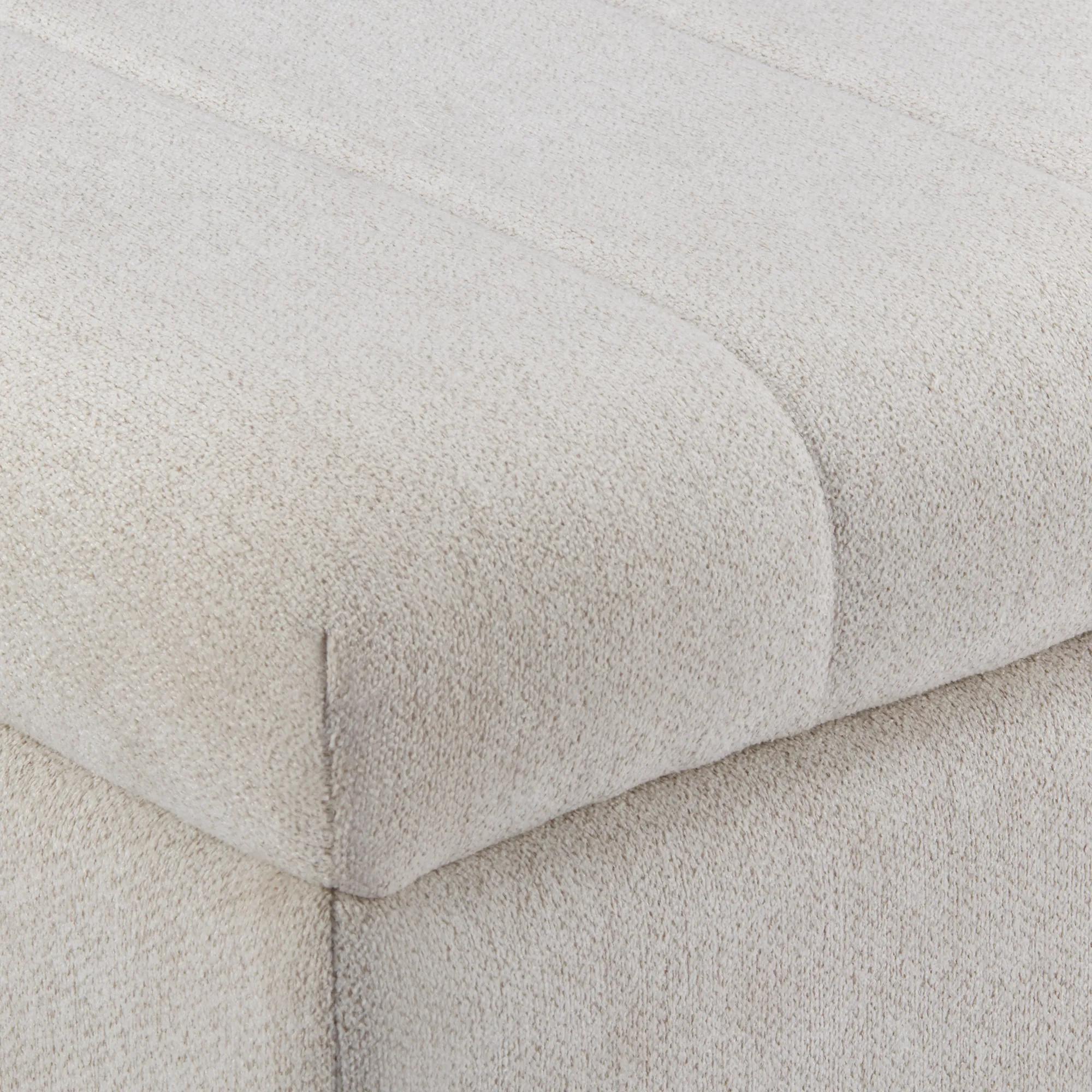 Fabric and Black Wood Bench