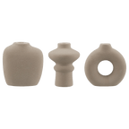 Set of 3 Beige Ceramic Vases