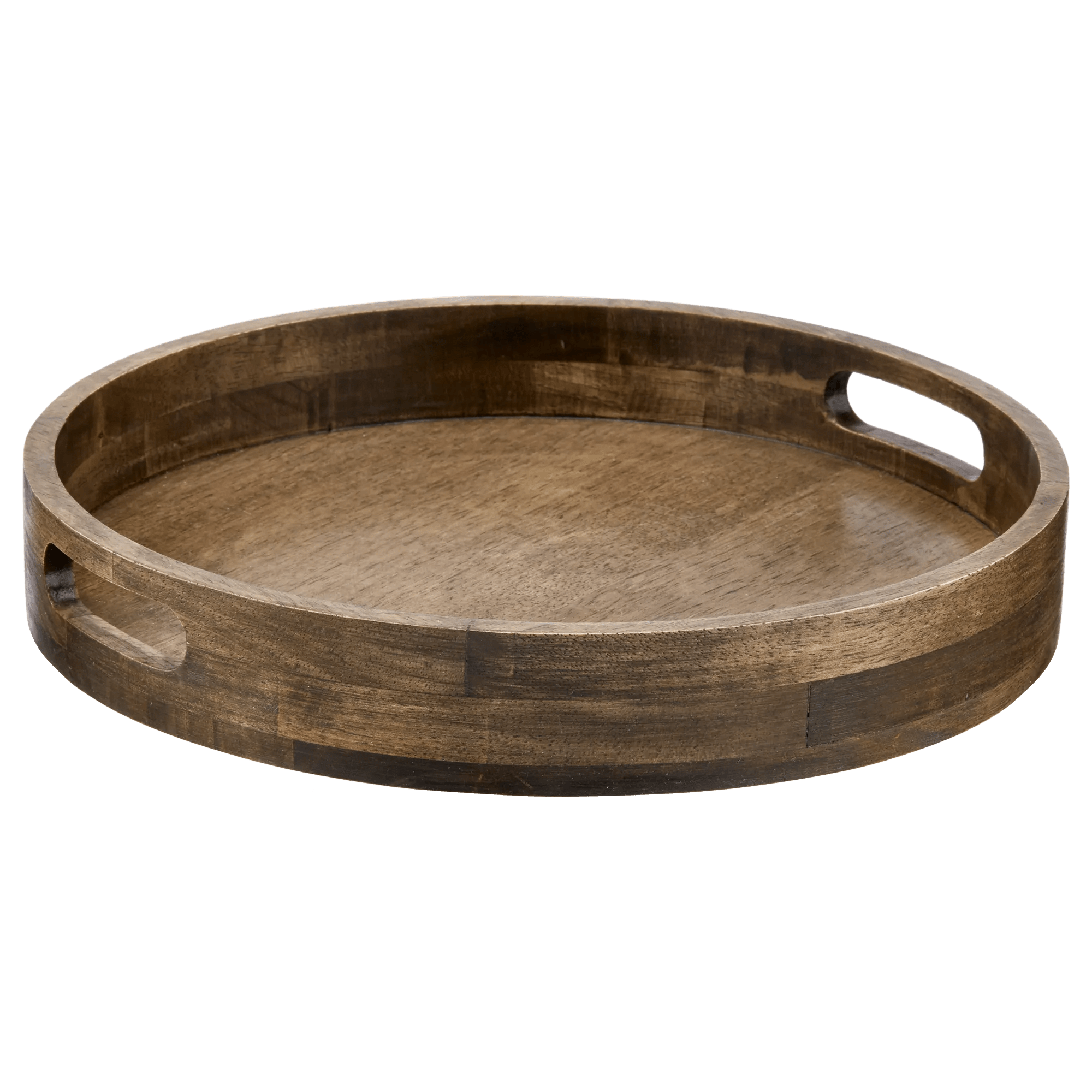 Round Dark Wood Tray