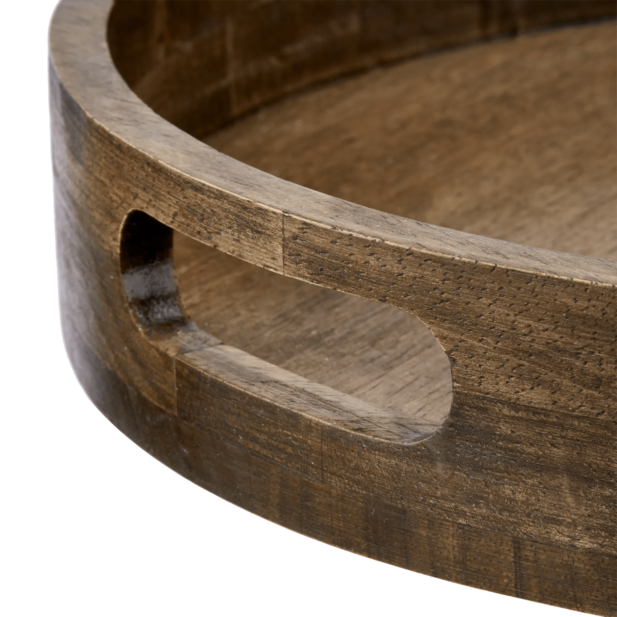 Round Dark Wood Tray