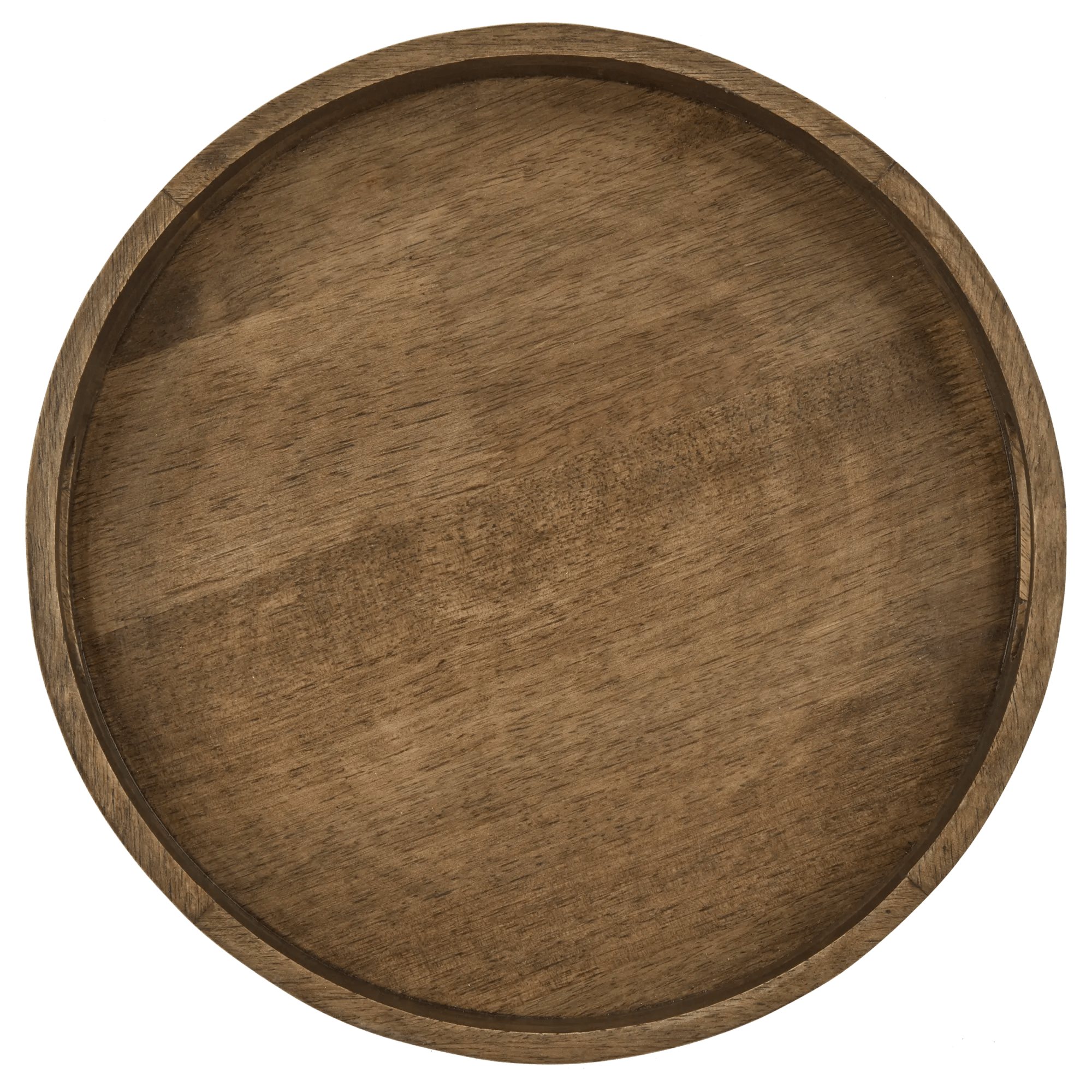Round Dark Wood Tray