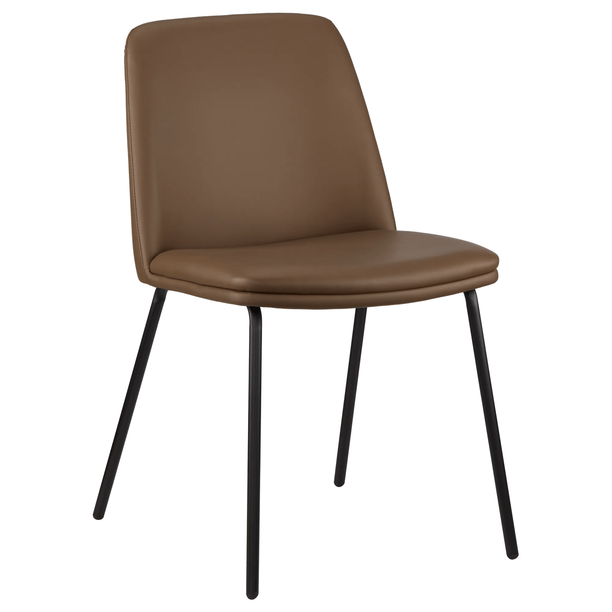 Brown Faux Leather and Metal Dining Chair