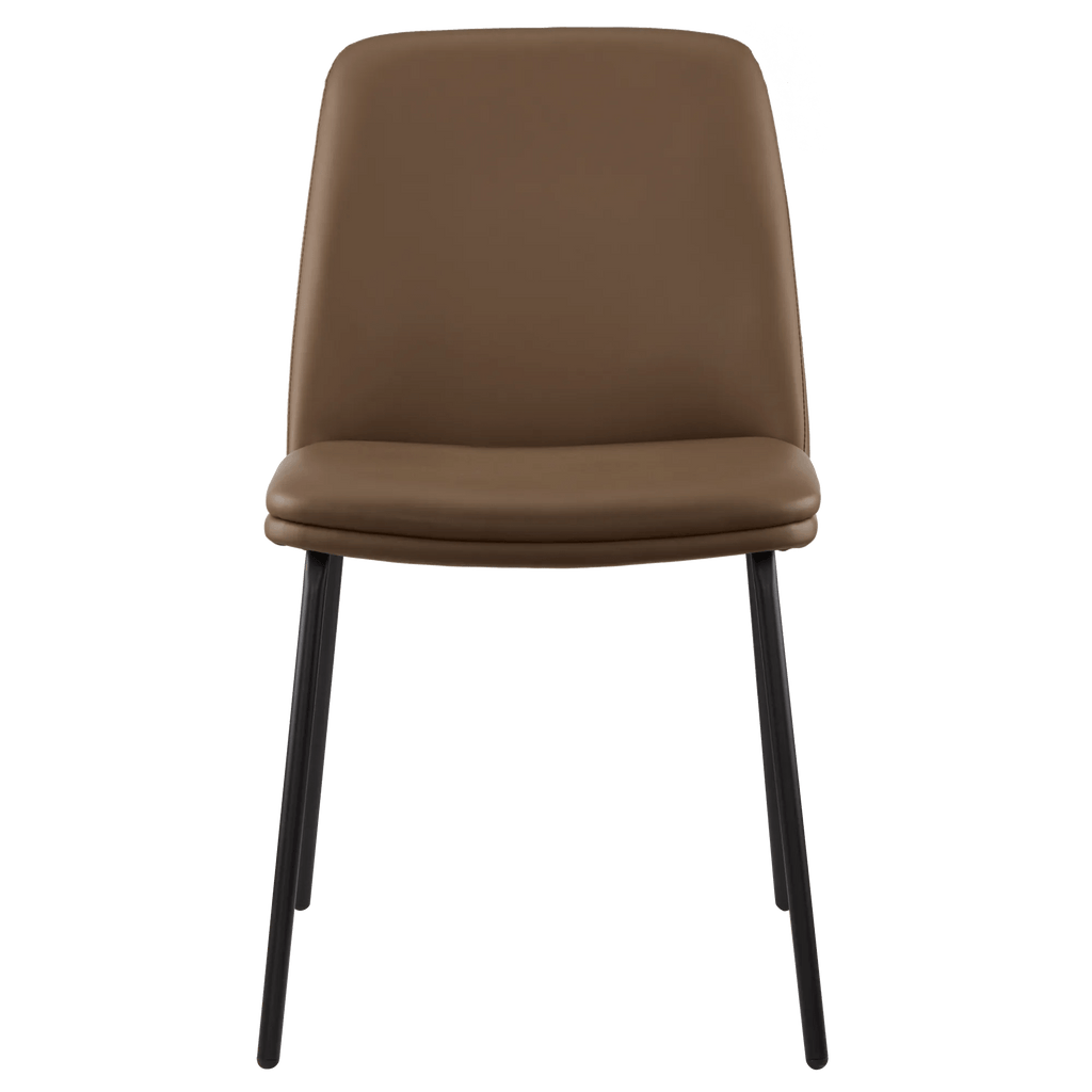 Brown Faux Leather and Metal Dining Chair