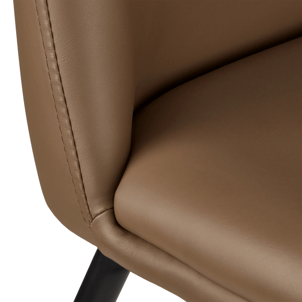 Brown Faux Leather and Metal Dining Chair