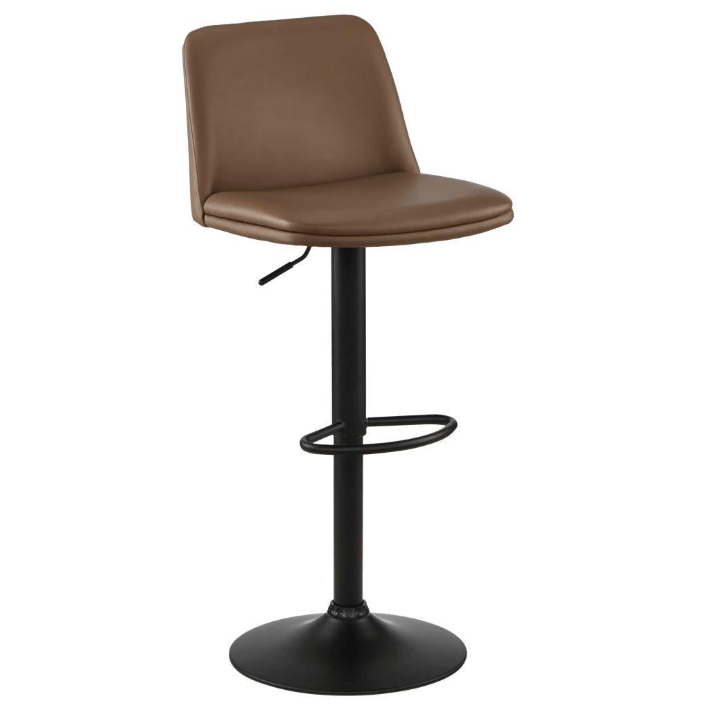 Beige Faux Leather and Metal Bar Stool
