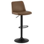 Beige Faux Leather and Metal Bar Stool