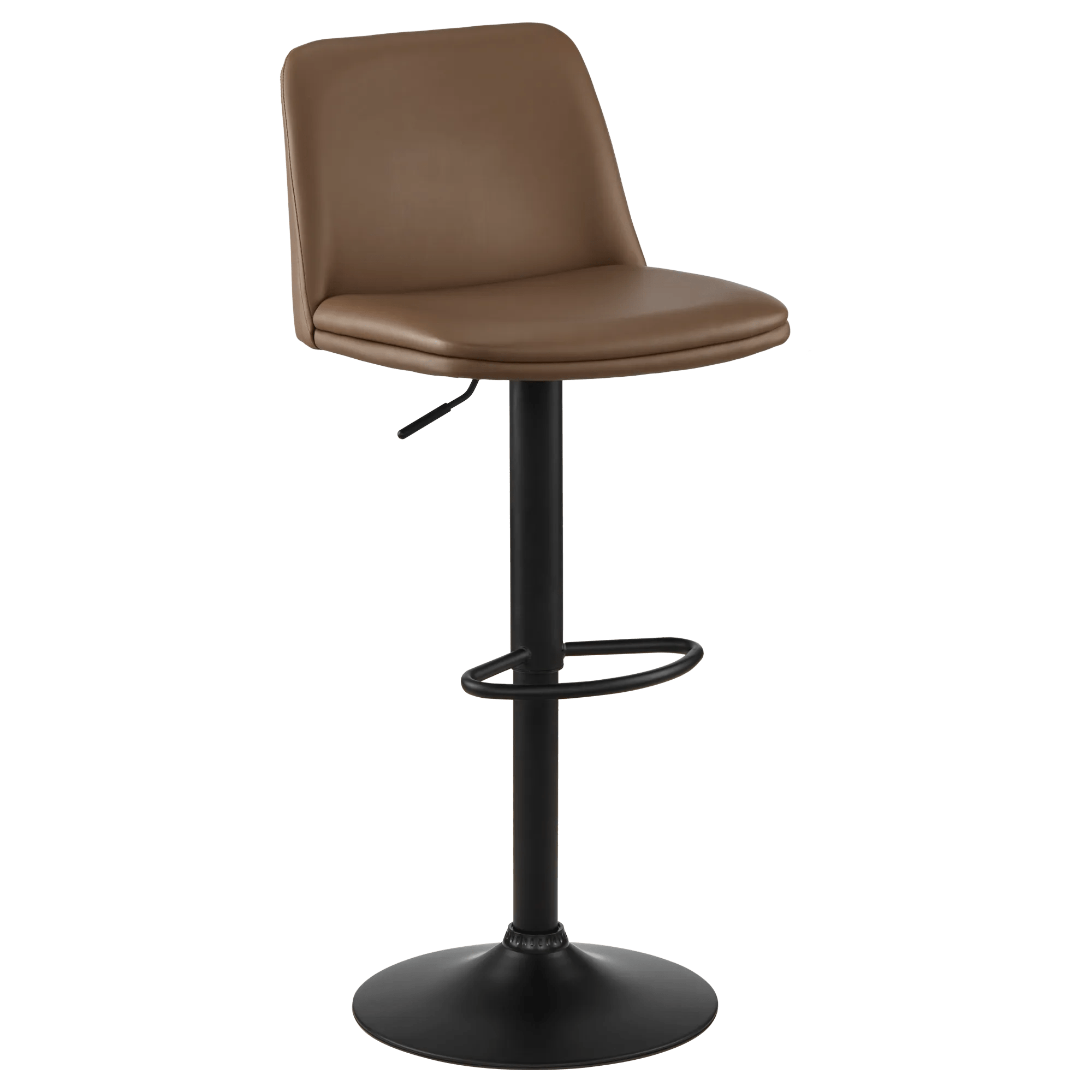 Beige Faux Leather and Metal Bar Stool