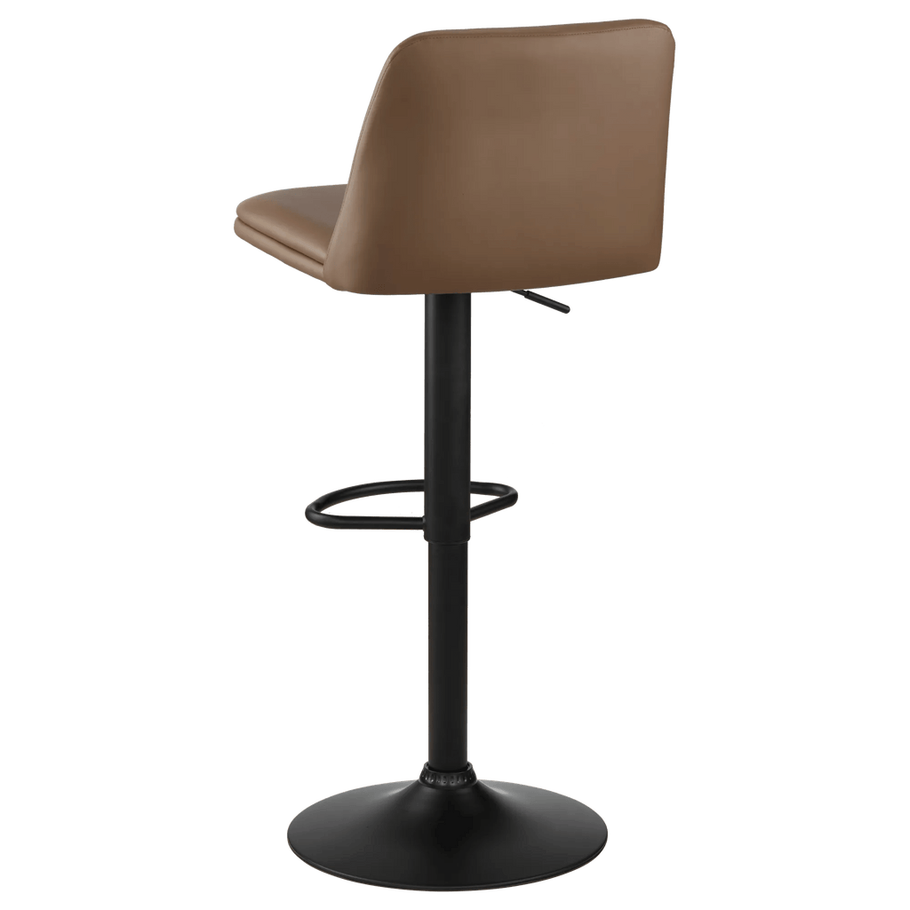 Beige Faux Leather and Metal Bar Stool