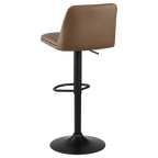 Beige Faux Leather and Metal Bar Stool