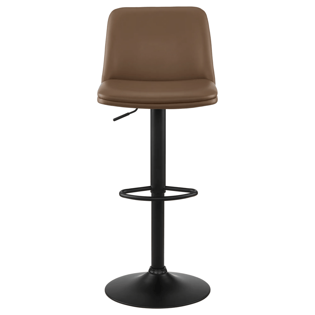 Beige Faux Leather and Metal Bar Stool