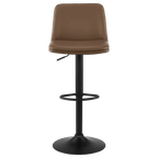 Beige Faux Leather and Metal Bar Stool