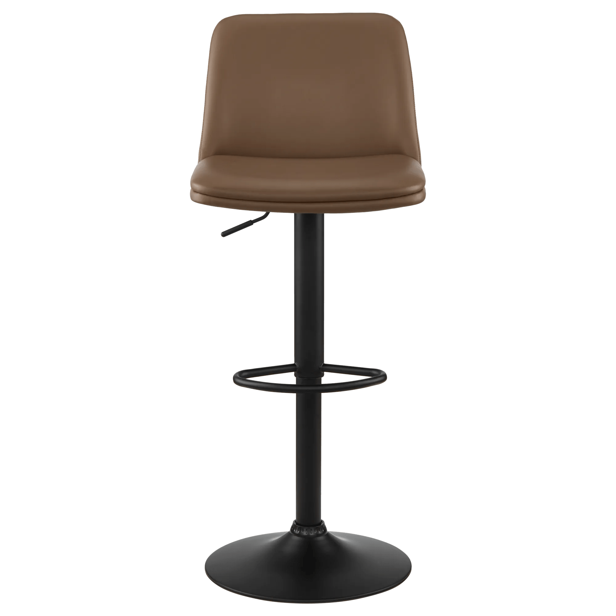 Beige Faux Leather and Metal Bar Stool