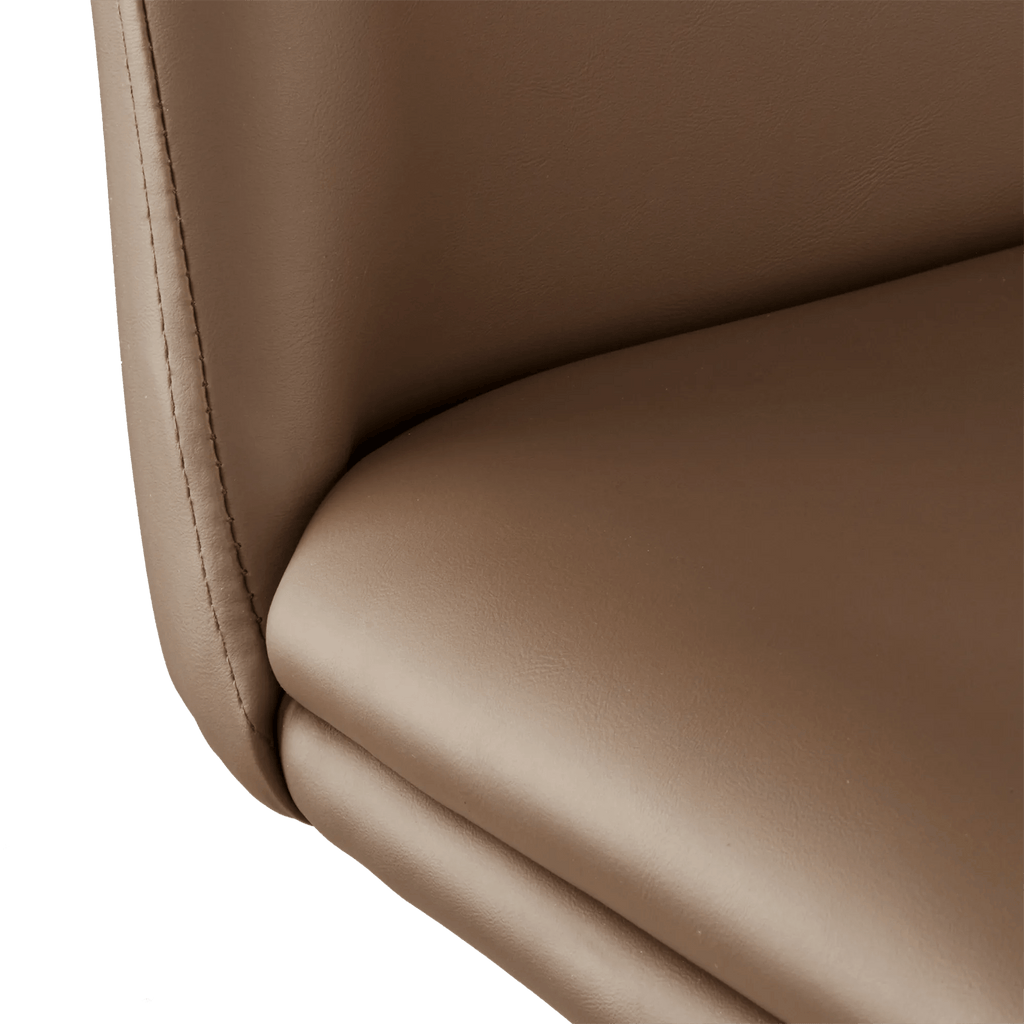 Beige Faux Leather and Metal Bar Stool