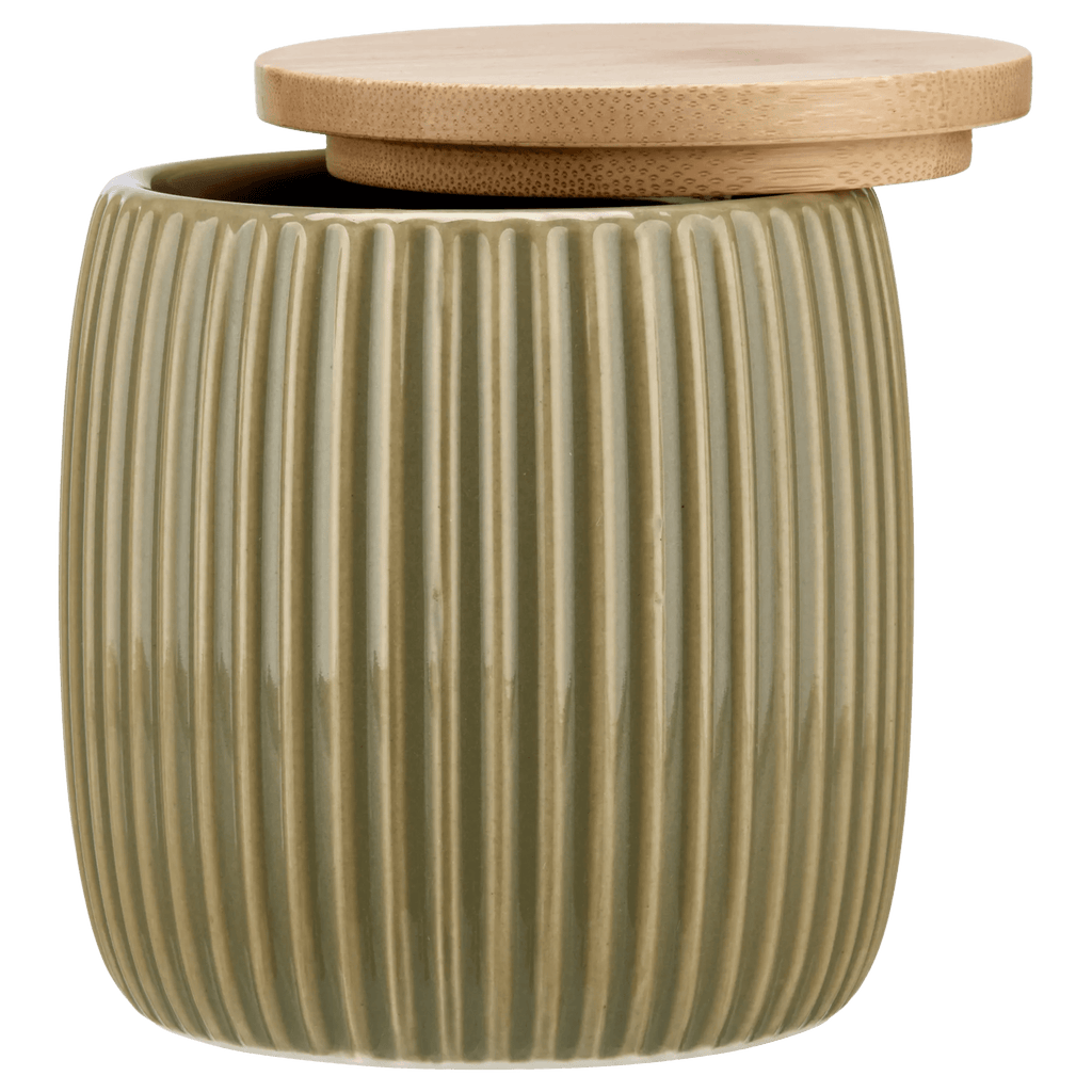 Ribbed Ceramic Cotton Jar