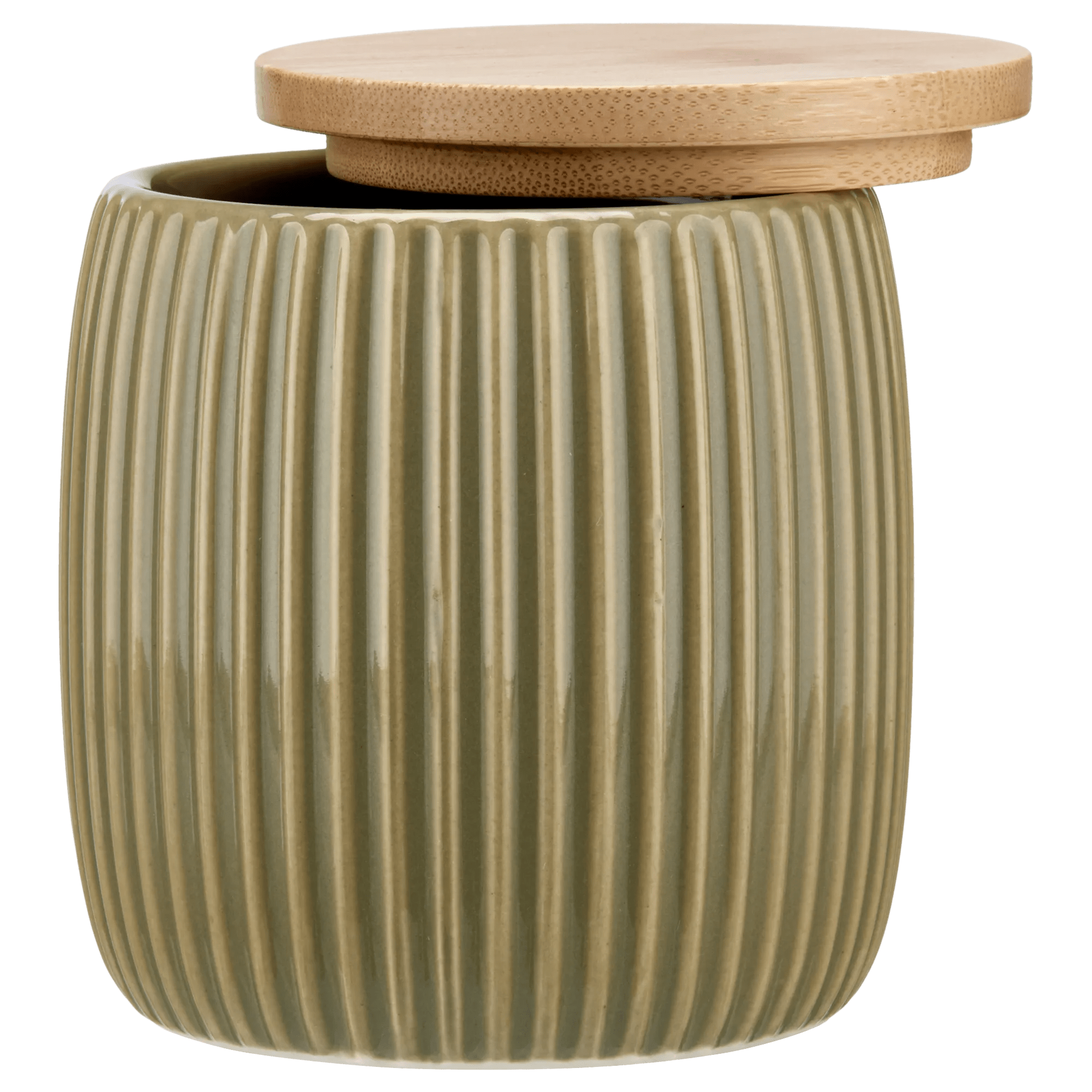 Ribbed Ceramic Cotton Jar