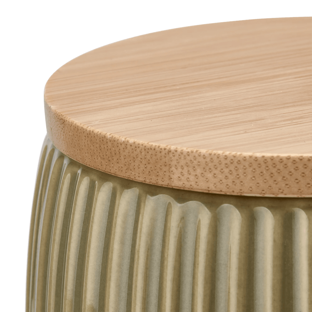 Ribbed Ceramic Cotton Jar