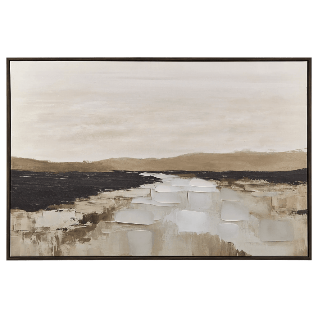 Neutral River Landscape Framed Art