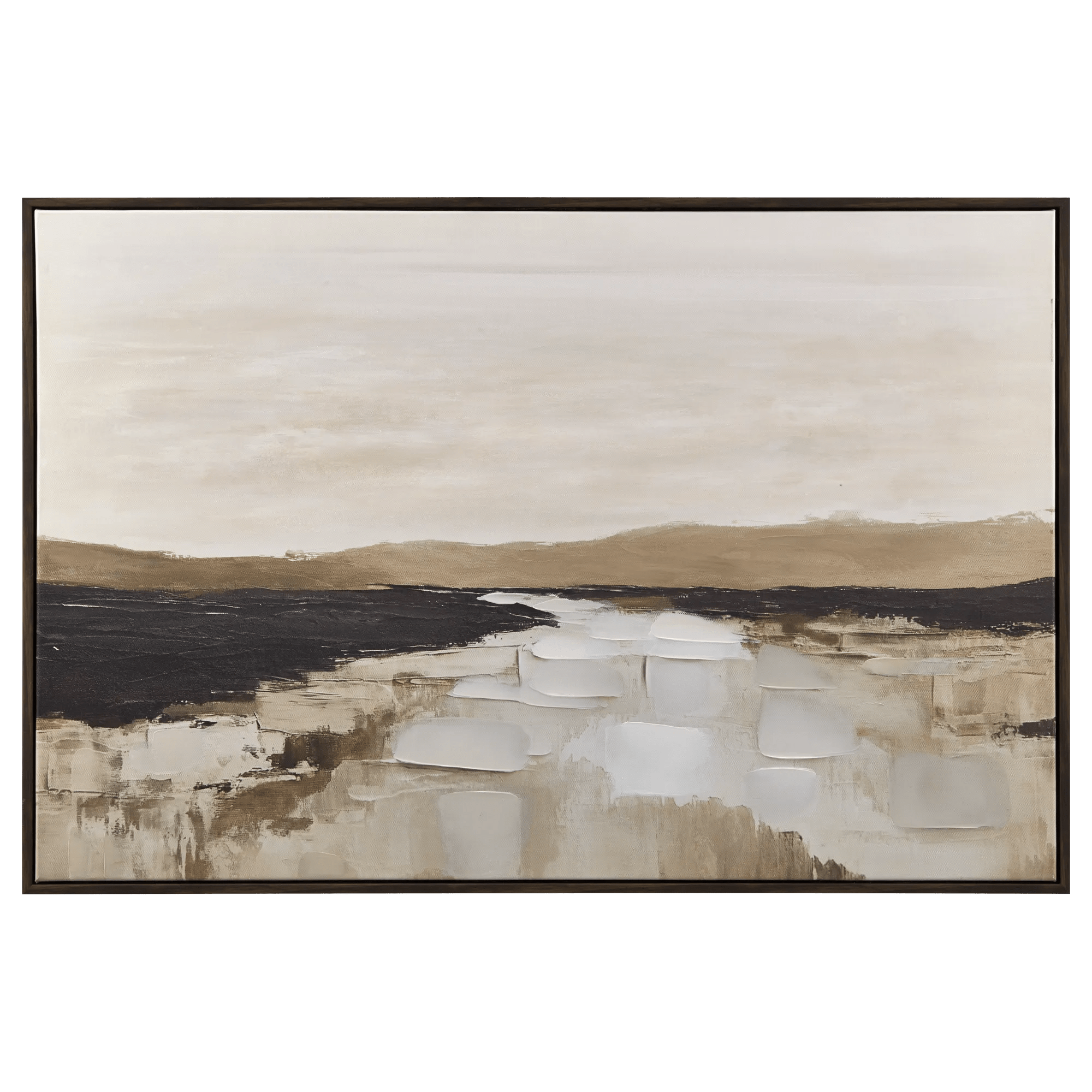 Neutral River Landscape Framed Art