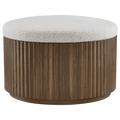 Fabric and Wood Ottoman with Storage