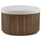 Fabric and Wood Ottoman with Storage